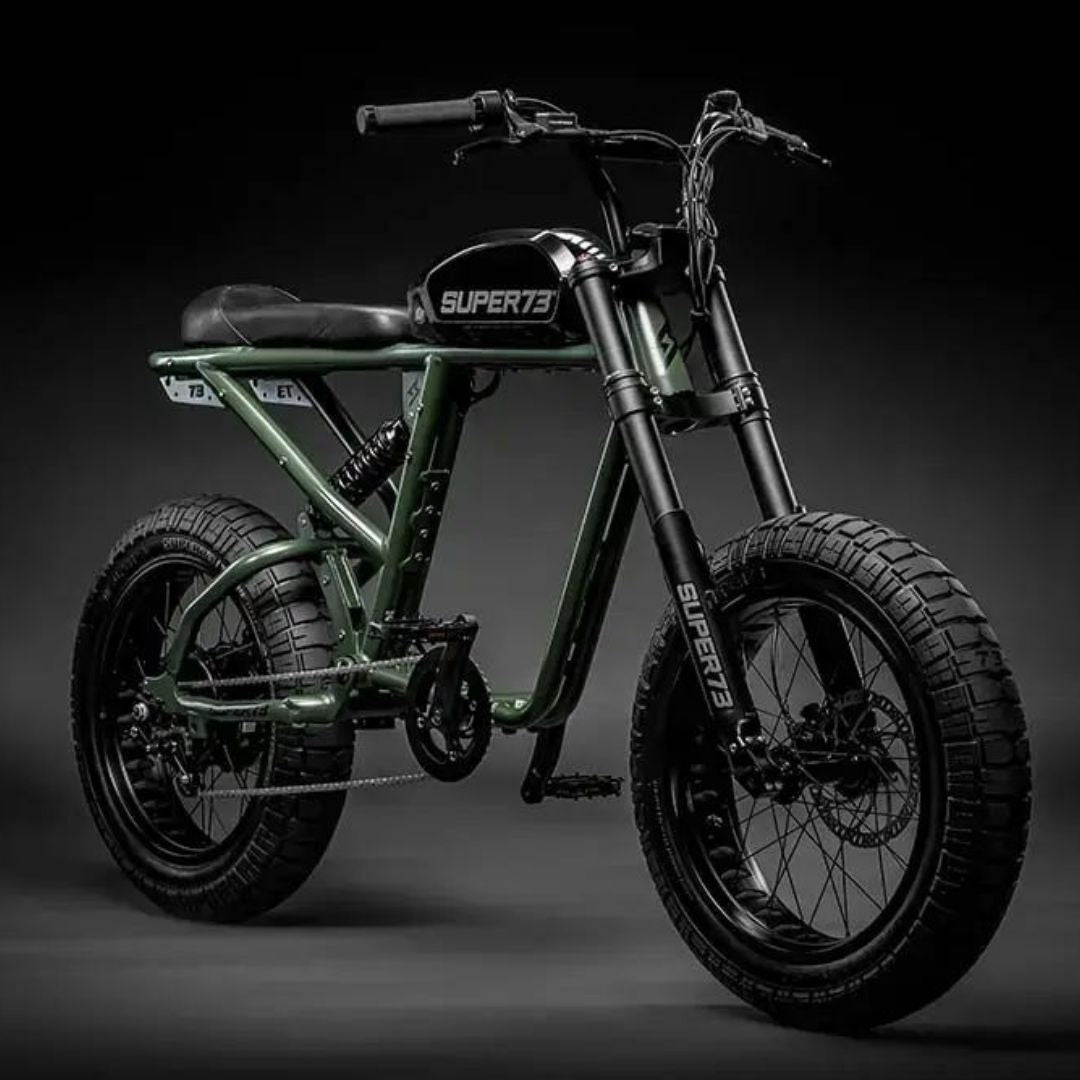 Super73 - R Electric Motorbike w/ 75+ mile max operating range & 28+ mph max speed eBike - Olive - FS-V0030