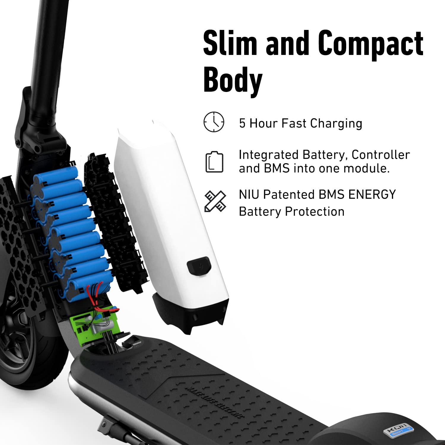 NIU - KQi 1 Pro Foldable Electric Kick Scooter w/ 15.5 mi Max operating Range & 15.5 mph Max Speed - Grey - K1P342G1A11