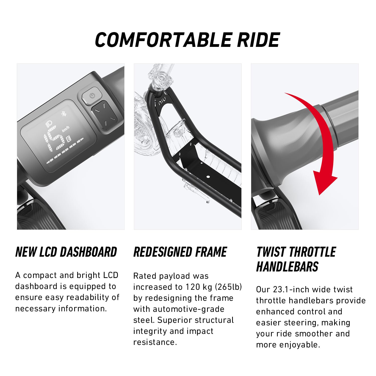 NIU - KQi 100F Foldable Electric Kick Scooter w/ 15.5 mi Max operating Range & 15.5 mph Max Speed - Gray - KCT34GG1A11 - Excellent Condition