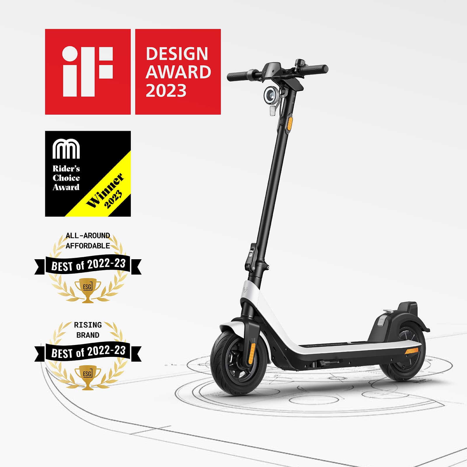 NIU - KQi 1 Pro Foldable Electric Kick Scooter w/ 15.5 mi Max operating Range & 15.5 mph Max Speed - White - K1P342W1A11 - Good Condition