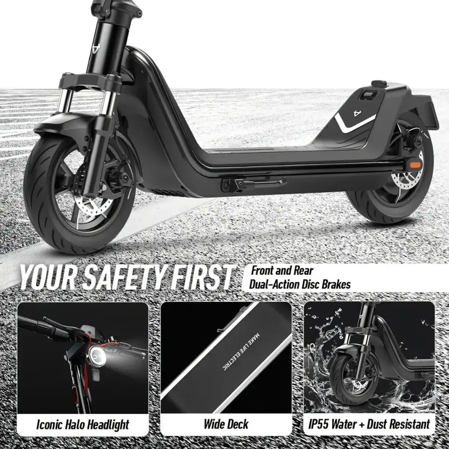 NIU KQi 300P Foldable Electric Kick Scooter W/ 30 mi Max Range & 20 mph Max Speed - Black