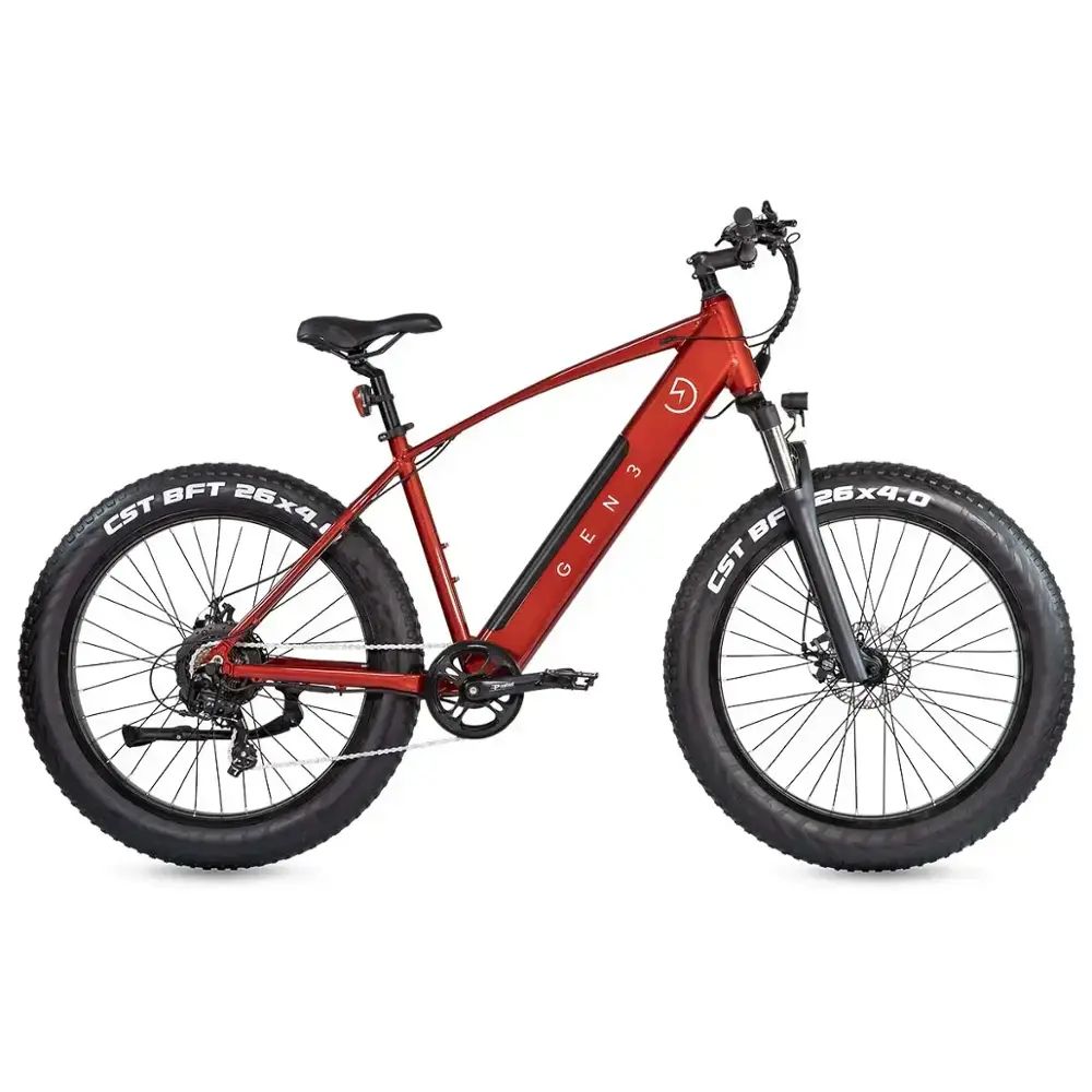 GEN3 - The OutCross Fat Tire eBike w/ 35 mi Max Operating Range and 20 MPH Max Speed - Red - ELM106G3