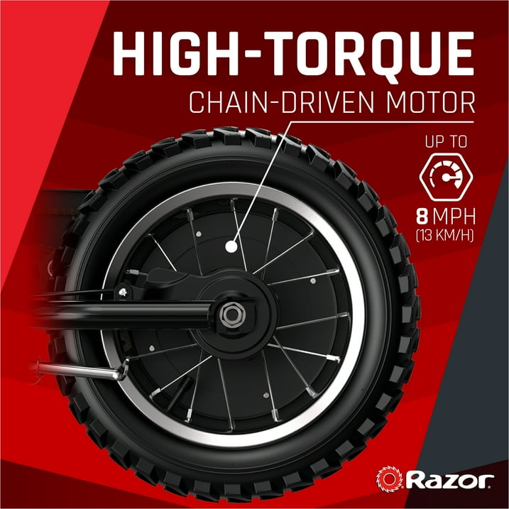 Razor MX125 Dirt Rocket eBike w/ 5.3 Miles Max Operating Range and 8 mph Max Speed - Black