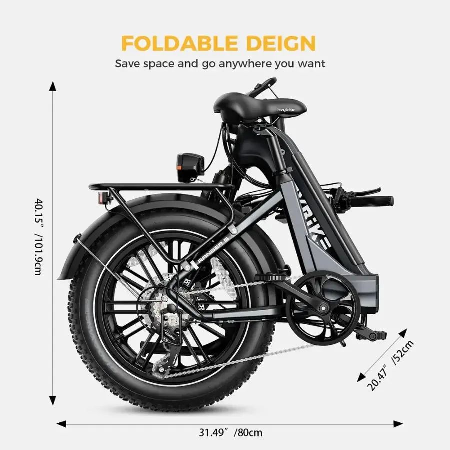 Heybike - Ranger S Foldable Fat Tire Step-thru Ebike 55mi Max Range 28mph Max Speed - HBK RANS G