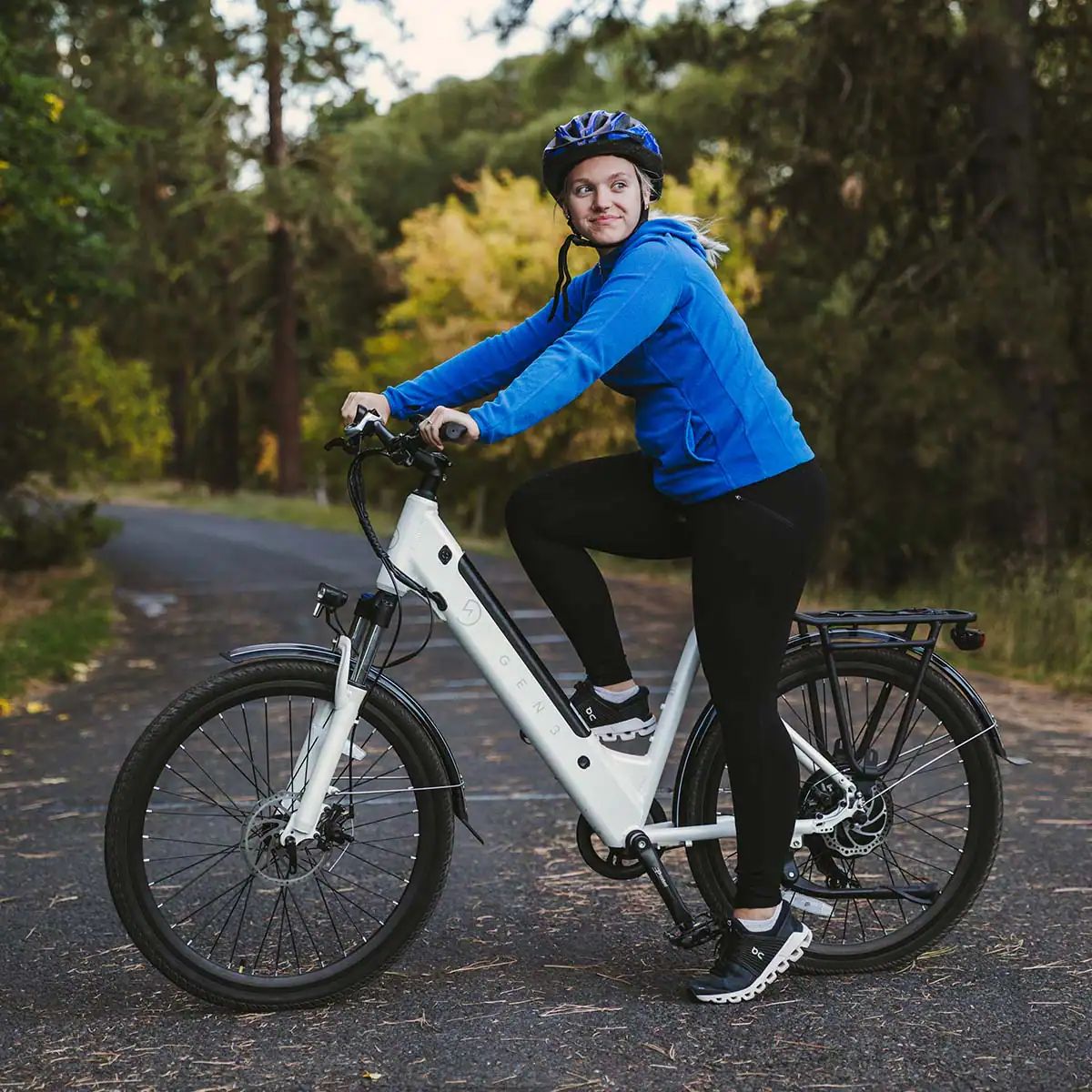 GEN3 - The Stride Step-Thru eBike w/ 45 mi Max Operating Range and 20 MPH Max Speed - White - ELM107G3