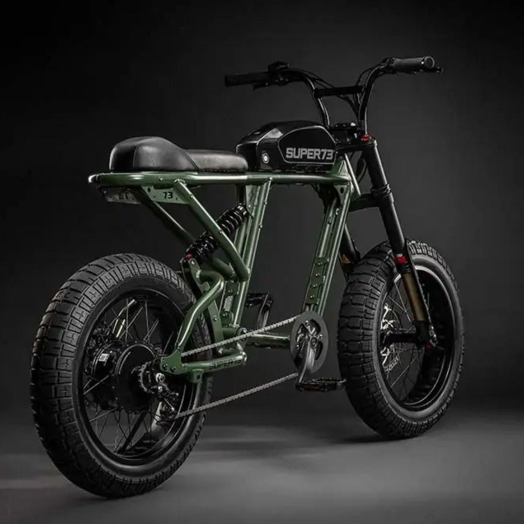 Super73 - R Electric Motorbike w/ 75+ mile max operating range & 28+ mph max speed eBike - Olive - FS-V0030