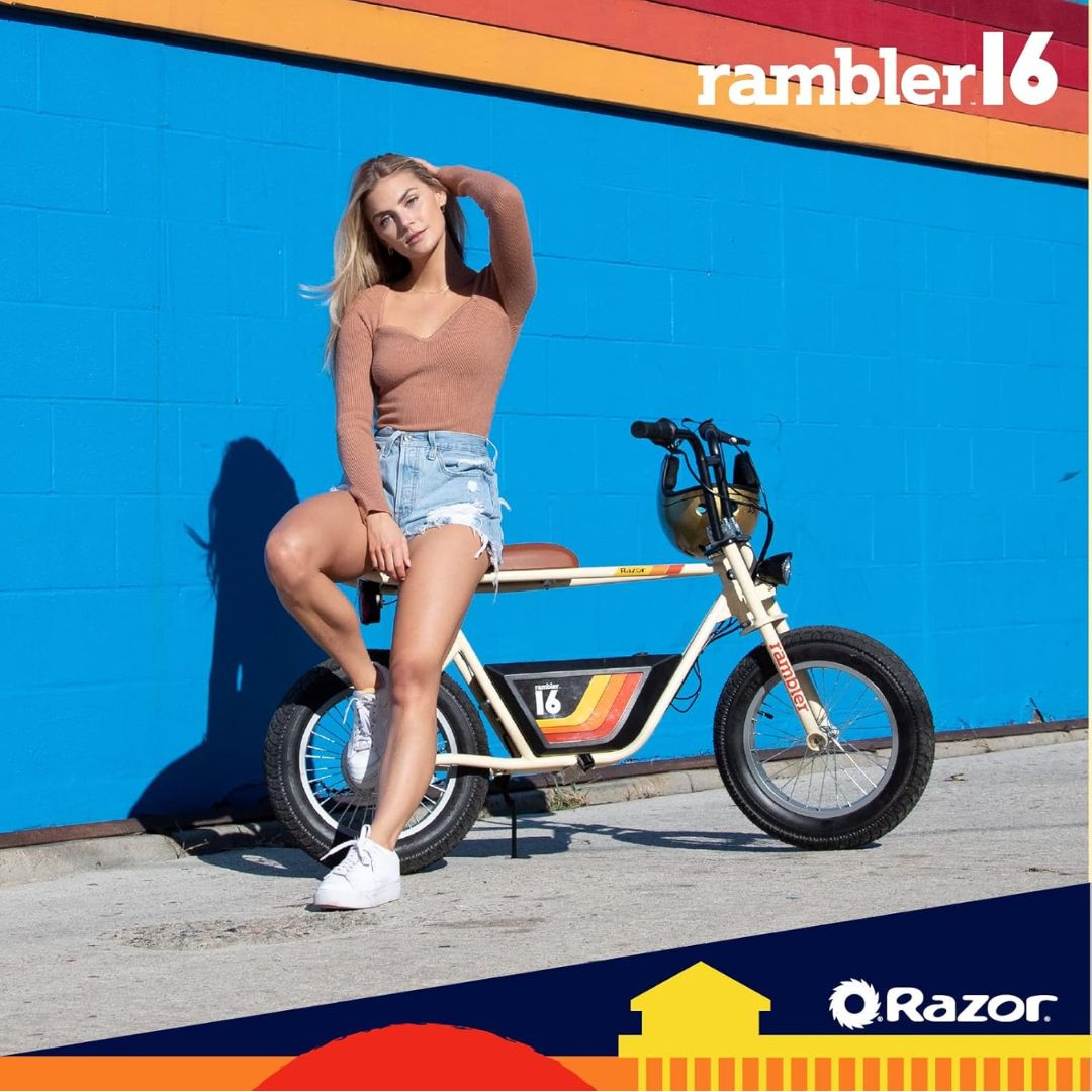 Razor - Rambler 16 eBike w/ 11.5 Miles Max Operating Range and 15.5 mph Max Speed - Large - Tan - 15128785
