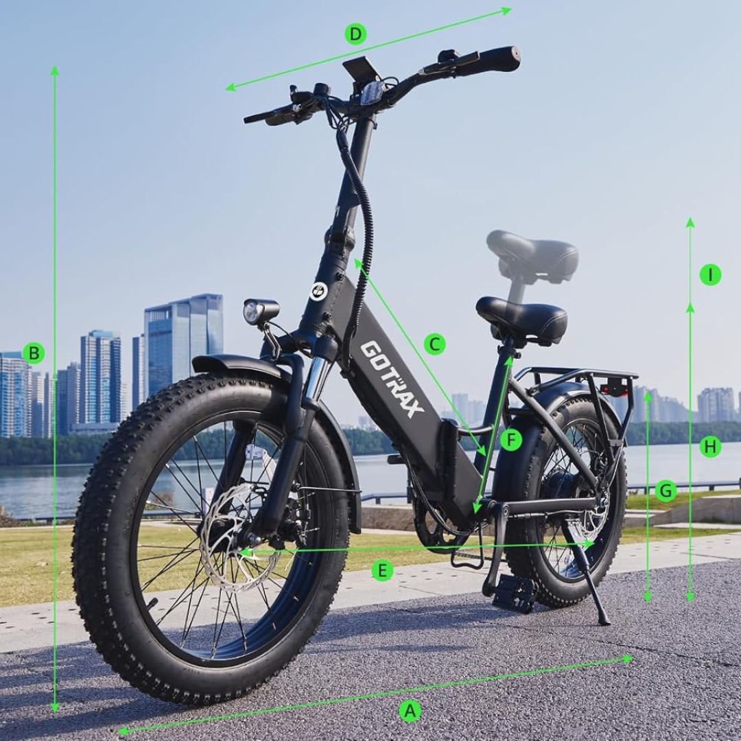 GoTrax - F2 Folding Ebike w/ 45 mile Max Operating Range and 20 MPH Max Speed - Black - GT-F2500FD-BLA