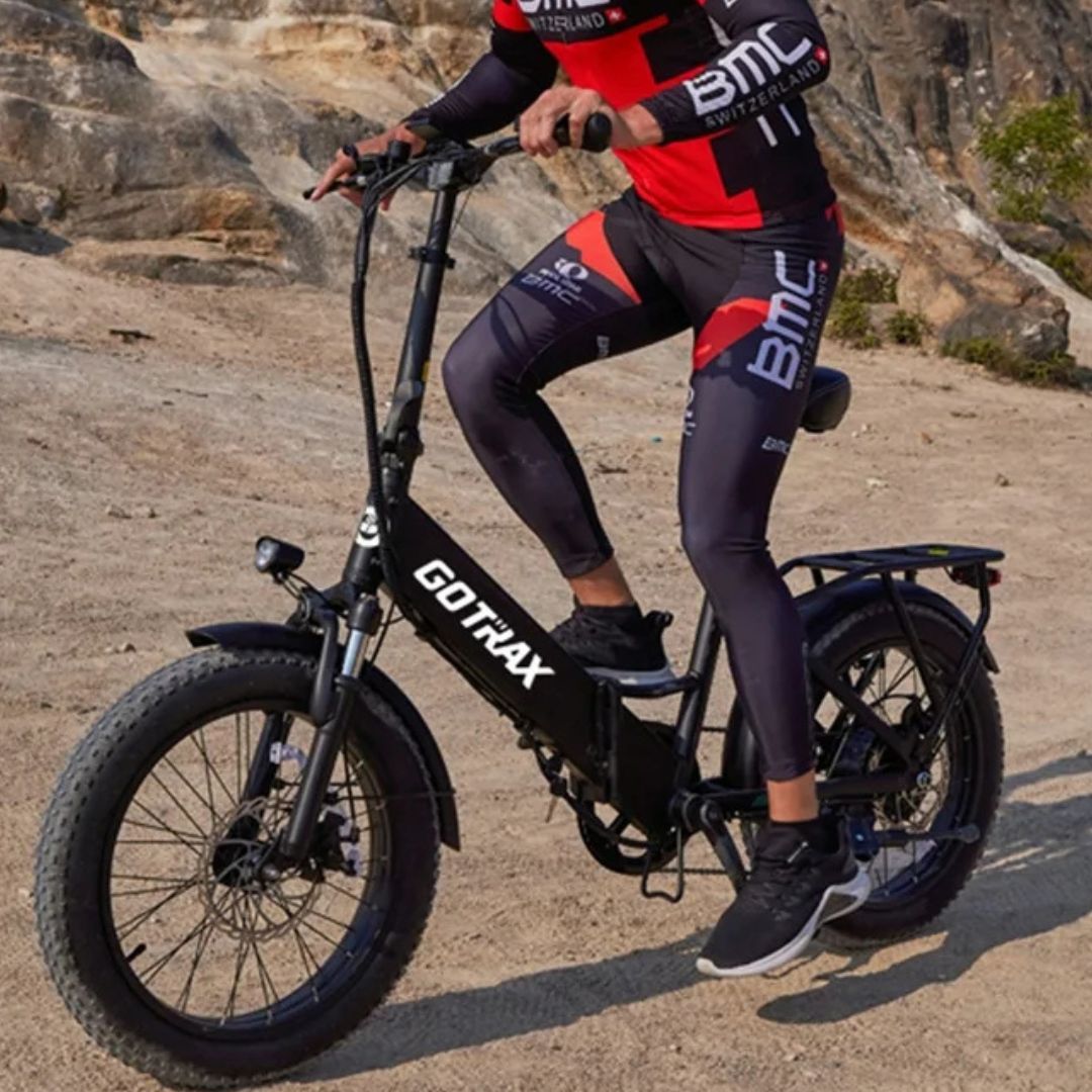 GoTrax - F2 Folding Ebike w/ 45 mile Max Operating Range and 20 MPH Max Speed - Black - GT-F2500FD-BLA