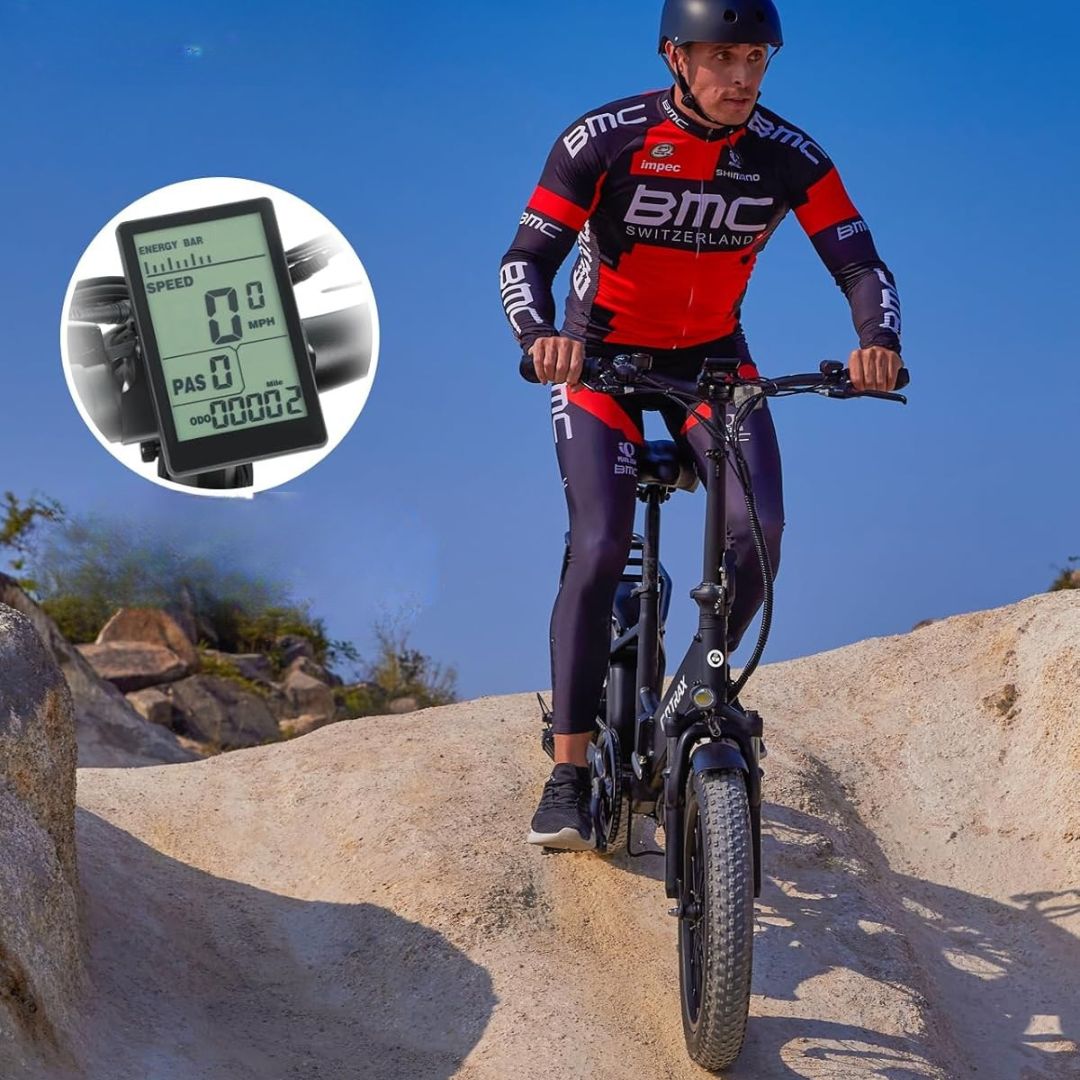GoTrax - F2 Folding Ebike w/ 45 mile Max Operating Range and 20 MPH Max Speed - Black - GT-F2500FD-BLA