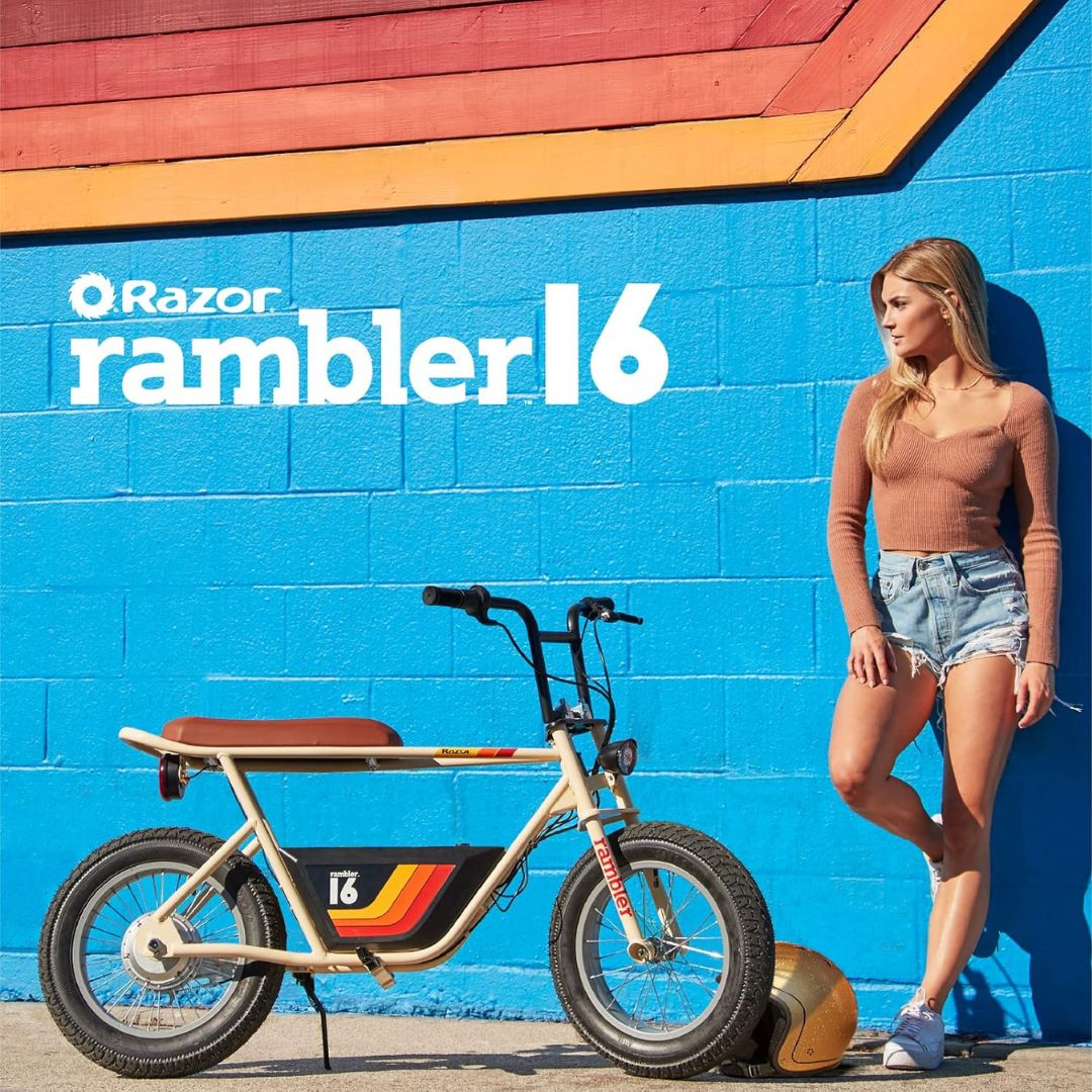 Razor - Rambler 16 eBike w/ 11.5 Miles Max Operating Range and 15.5 mph Max Speed - Large - Tan - 15128785
