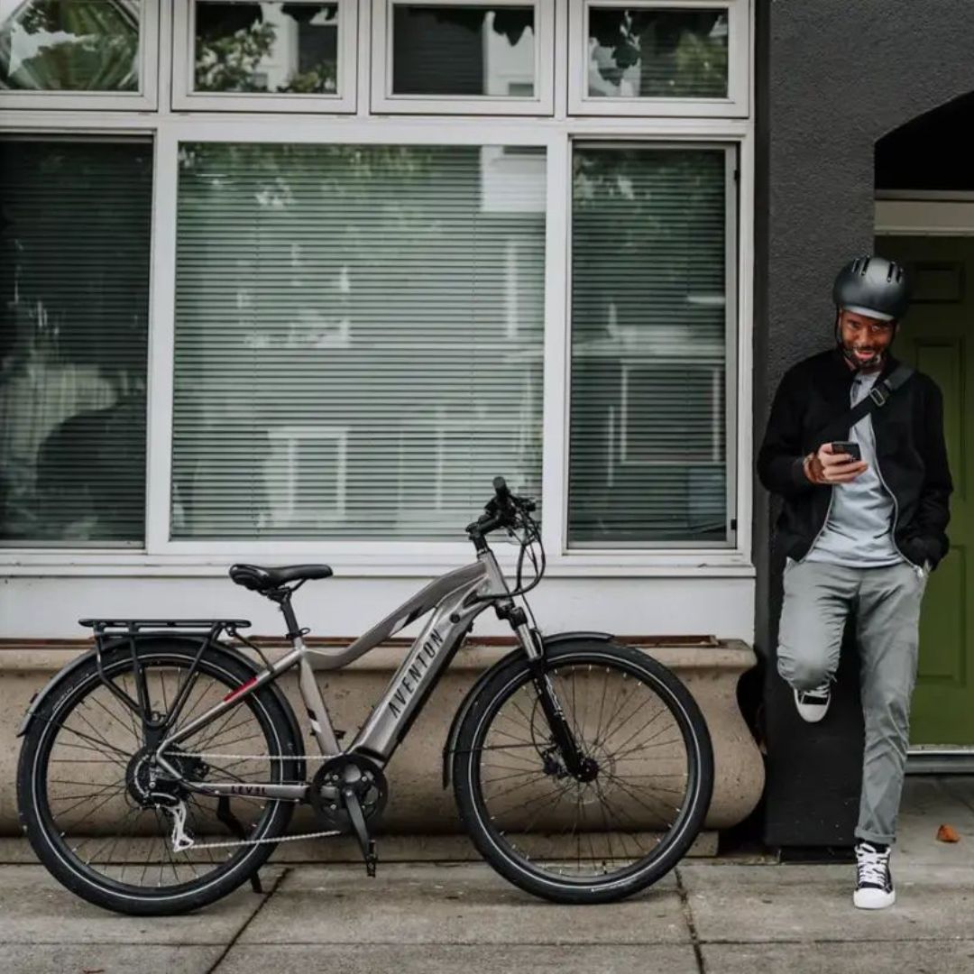 Aventon - Level.2 Commuter Step-Over eBike w/ up to 60 miles Max Operating Range and 28 MPH Max Speed -  Clay Grey - LCT001