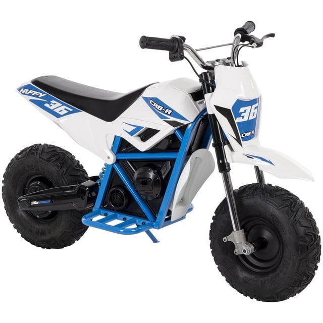 CR8-R Battery-Powered Ride-On Mini Bike - White, blue