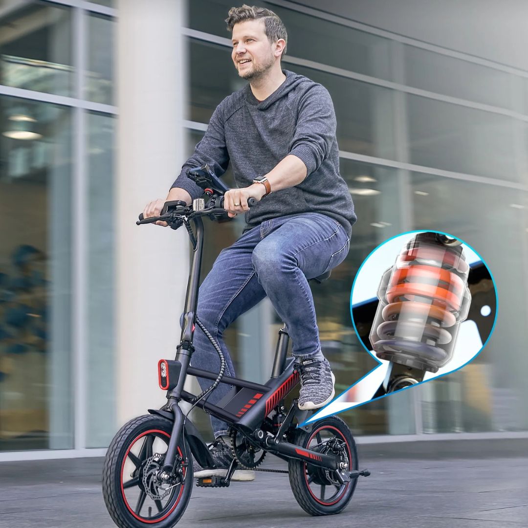 Hyper - Foldable Compact Electric Bike w/ 15 mile Max Operating Range & 15.5 MPH Max Speed - Black - HYP-S36-5002